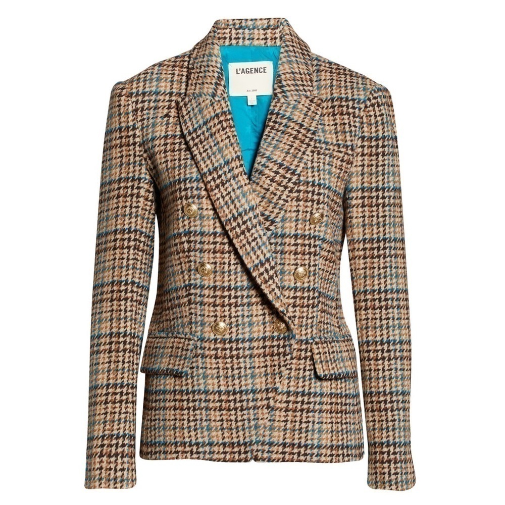 NWT L’AGENCE Kenzie Tweed Plaid Check Double Breasted Wool Academia Blazer 2 - Picture 16 of 16